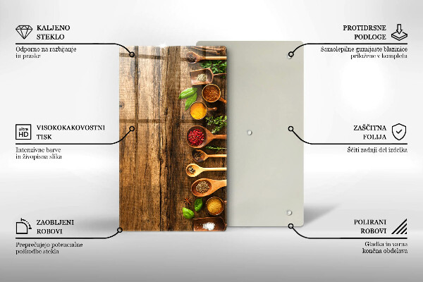 Kuchynská doska zo skla Drevené lyžice korenia