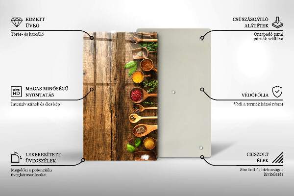 Kuchynská doska zo skla Drevené lyžice korenia