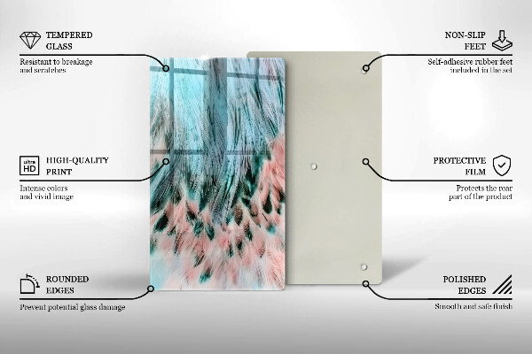 Kuchynská doska zo skla Boho vtáčie perie