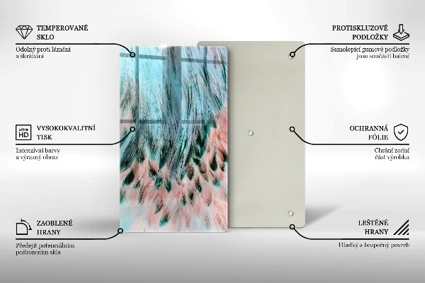 Kuchynská doska zo skla Boho vtáčie perie