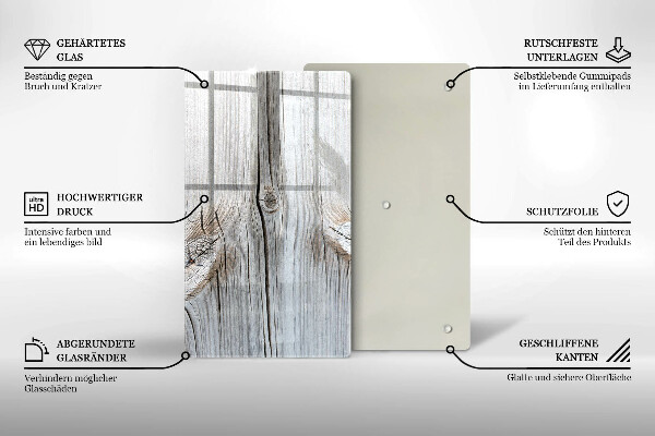 Sklenená doska na krájanie Svetlá štruktúra dreva