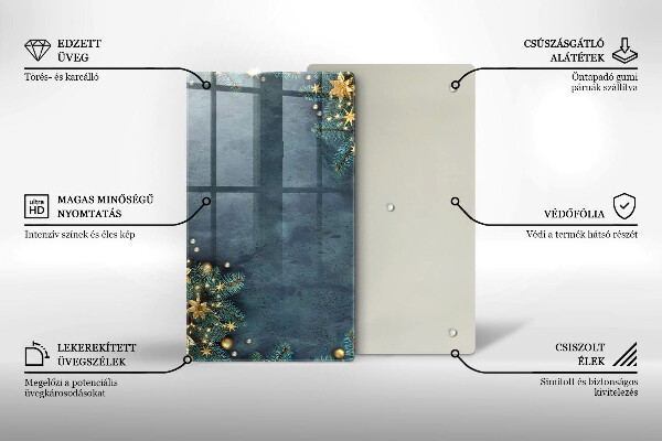 Sklenená doska na krájanie vianočné dekorácie