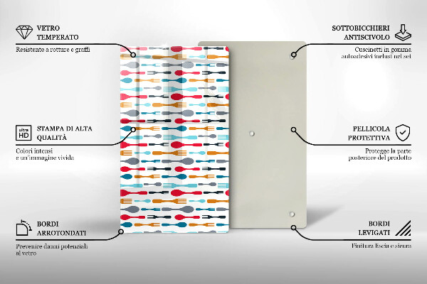 Sklenená doska na krájanie Ilustrácia lyžice