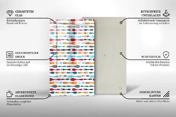 Sklenená doska na krájanie Ilustrácia lyžice