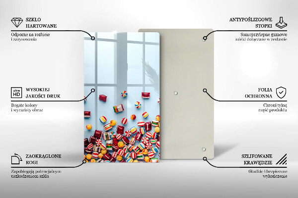 Sklenená doska na krájanie Farebné cukríky