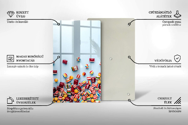 Sklenená doska na krájanie Farebné cukríky