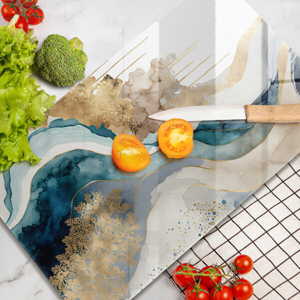 Sklenená doska na krájanie Farebný mramor