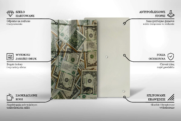 Sklenená doska na krájanie Peniaze doláre