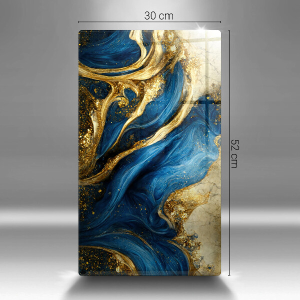 Sklenená doska na krájanie Modrý a zlatý mramor
