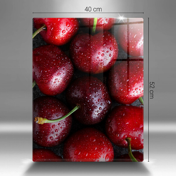 Sklenená doska na krájanie Detailný záber na čerešne