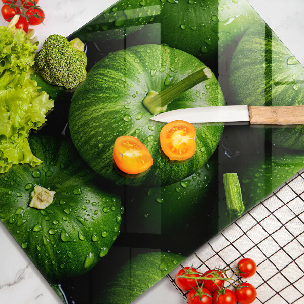 Sklenená doska na krájanie Zelené tekvice