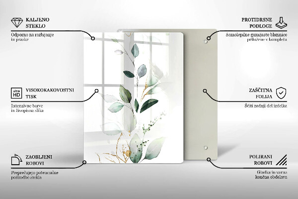 Sklenená doska na krájanie Zelené tekvice