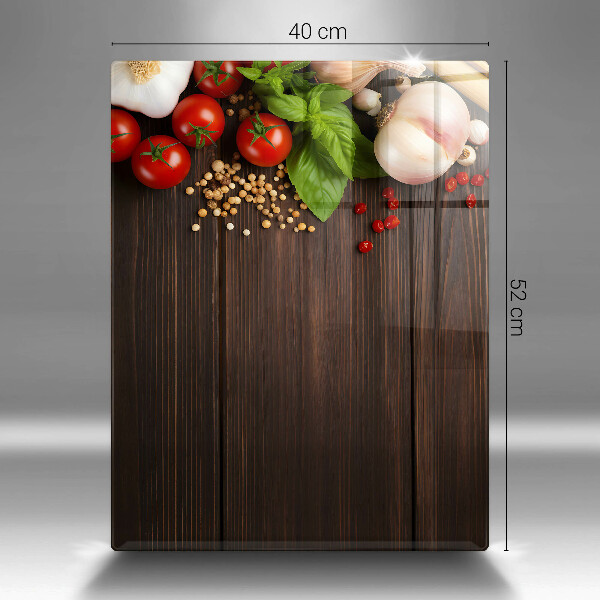 Sklenená doska na krájanie Zelenina na stole