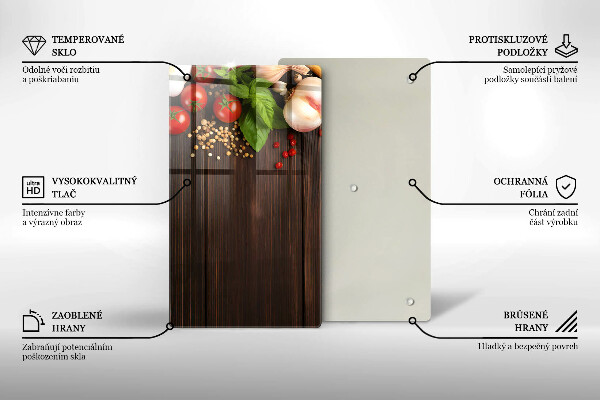 Sklenená doska na krájanie Zelenina na stole