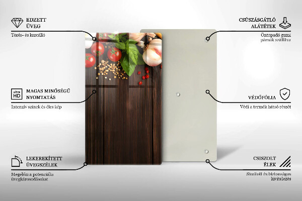 Sklenená doska na krájanie Zelenina na stole