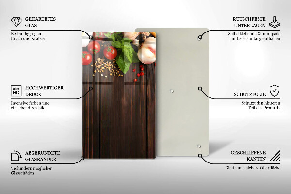 Sklenená doska na krájanie Zelenina na stole