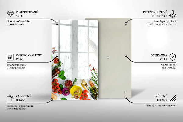 Sklenená doska na krájanie Zelenina a korenie