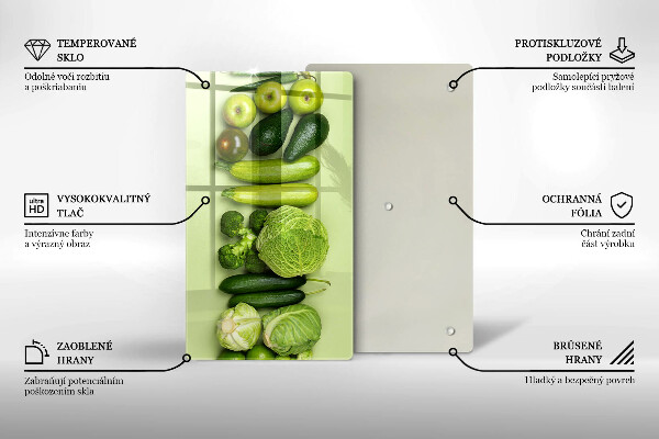 Sklenená doska na krájanie Zelené ovocie a zelenina