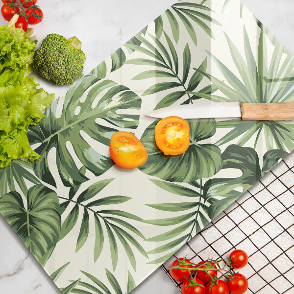 Kuchynská doska zo skla Ilustrácia listov Monstera