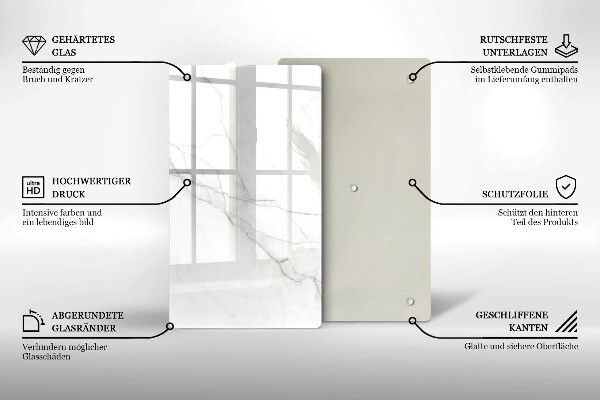 Kuchynská doska zo skla Jemný biely mramor