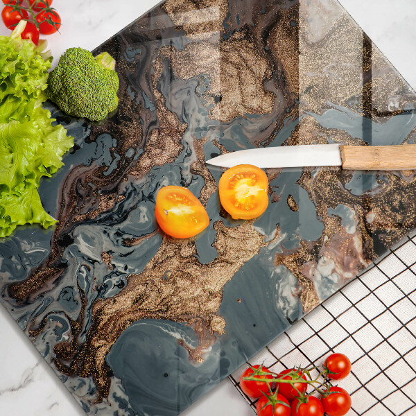 Kuchynská doska zo skla Ozdobný kameň so zlatom