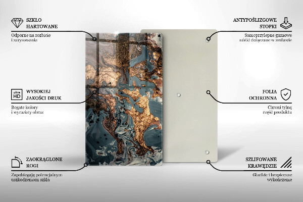 Kuchynská doska zo skla Ozdobný kameň so zlatom