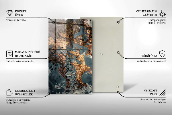 Kuchynská doska zo skla Ozdobný kameň so zlatom