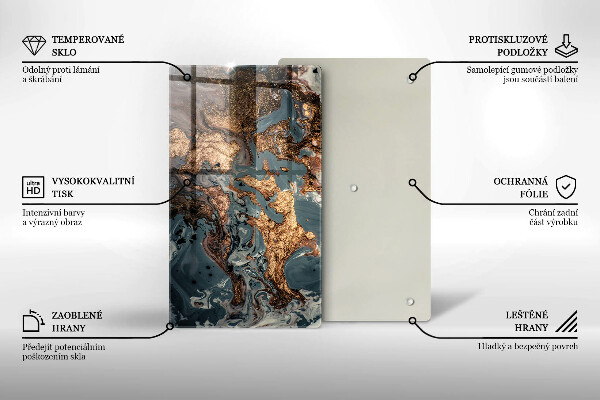 Kuchynská doska zo skla Ozdobný kameň so zlatom