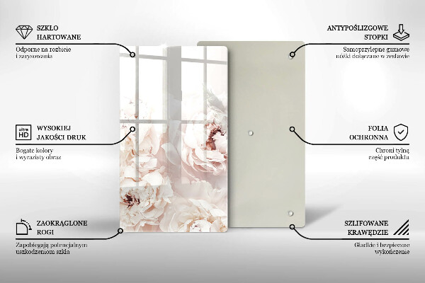 Kuchynská doska zo skla Pastelové pivonky