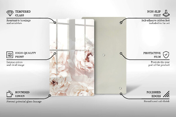 Kuchynská doska zo skla Pastelové pivonky