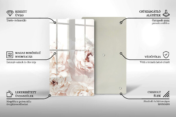 Kuchynská doska zo skla Pastelové pivonky