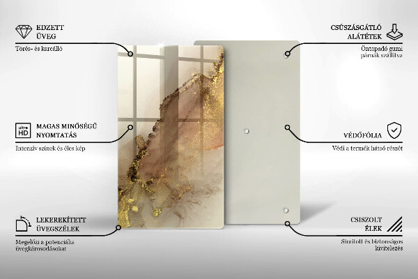 Kuchynská doska zo skla Zlatá abstrakcia