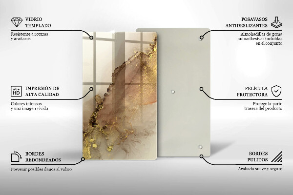 Kuchynská doska zo skla Zlatá abstrakcia