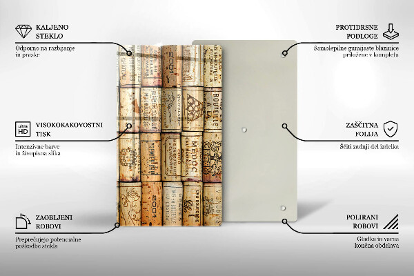 Kuchynská doska zo skla Staré zátky od vína