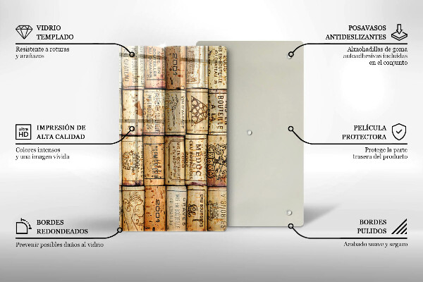 Kuchynská doska zo skla Staré zátky od vína