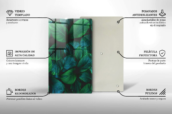 Kuchynská doska zo skla Listy džungle