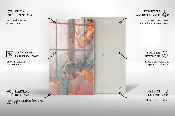 Kuchynská doska zo skla Mramor so zlatom