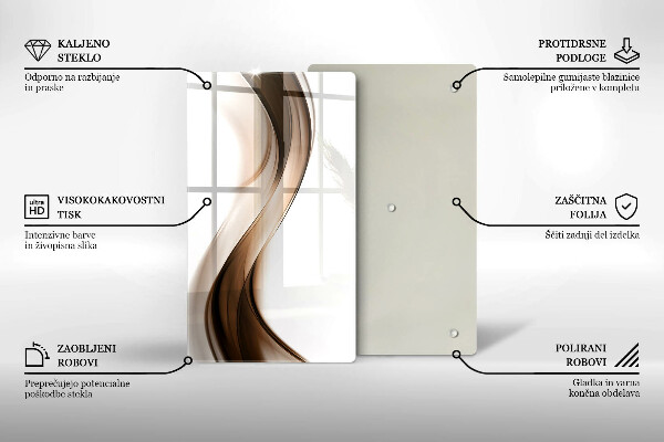 Kuchynská doska zo skla Abstraktné hnedé čiary