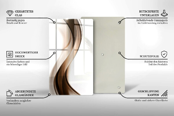 Kuchynská doska zo skla Abstraktné hnedé čiary