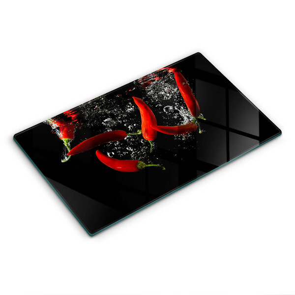 Sklenená doska na krájanie Chilli papričky vo vode