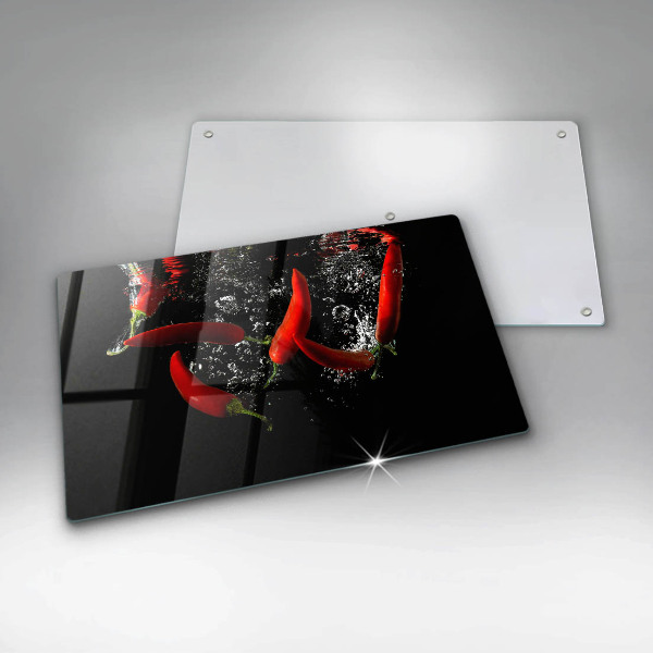 Sklenená doska na krájanie Chilli papričky vo vode