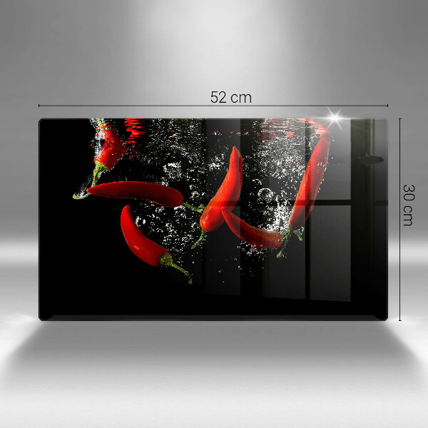 Sklenená doska na krájanie Chilli papričky vo vode