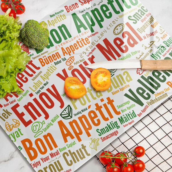 Sklenená doska na krájanie Titulky Jazyky dobrej chuti