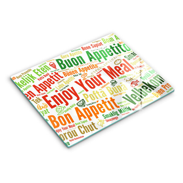 Sklenená doska na krájanie Titulky Jazyky dobrej chuti