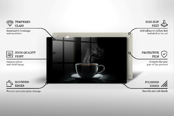 Sklenená doska na krájanie Horúca šálka kávy