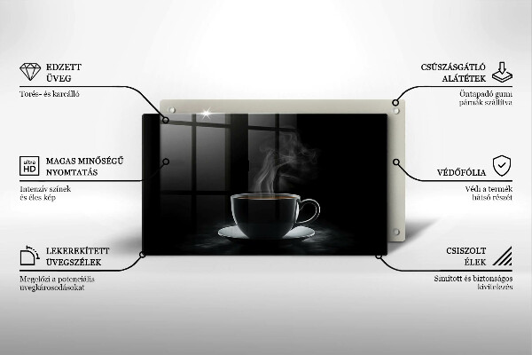 Sklenená doska na krájanie Horúca šálka kávy