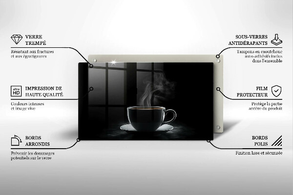 Sklenená doska na krájanie Horúca šálka kávy