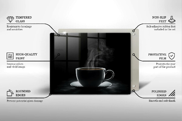 Sklenená doska na krájanie Horúca šálka kávy