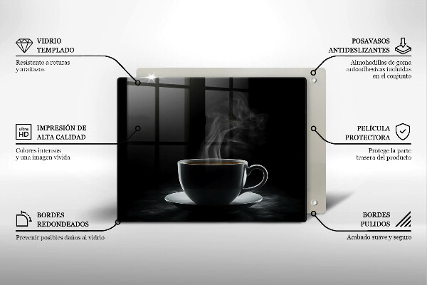 Sklenená doska na krájanie Horúca šálka kávy