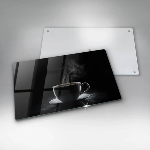 Sklenená doska na krájanie Horúca šálka kávy